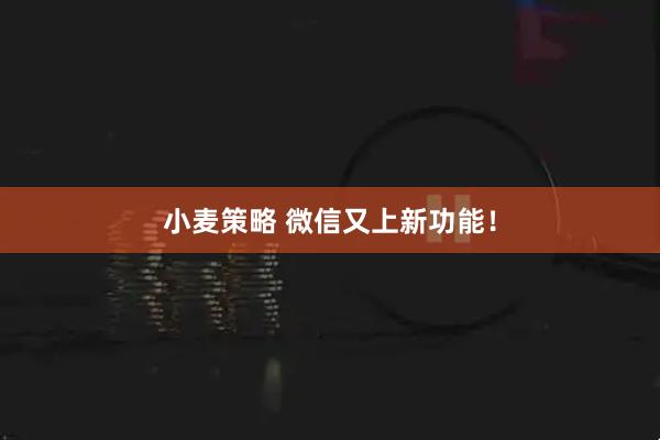 小麦策略 微信又上新功能！
